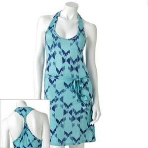 Mudd Juniors  Nile Blue Geometric Racerback Light Knit Beach Cover Dress new M